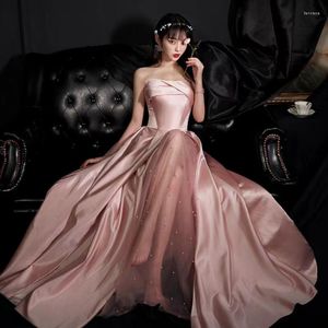 Wedding Dress Sexy Elegant 2023 Satin Sleeveless Off Shoulder Lace-up Strapless Floor-length A-line Bridal Gown Party