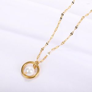 Colares pendentes Bohemian White Pearl Shell Charklace Declaração de colar de gola curta Chain de clavícula para mulheres jóias femininas boho