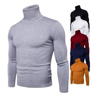 Męskie swetry wiosna jesienna stałe kolory ciągnij Homme Turtleeck Sweter sukienka Wysoka elastyczność Slim Pullover Men Men Knitwear Ubranie 3xl