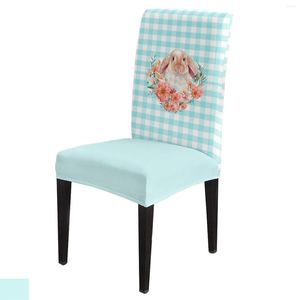 Stuhlabdeckungen Ostern Check Vintage Flowers Holz Getreide Cover Essspandex Stretch Seat Home Office Dekor Schreibtisch Hülle Set Set