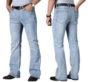 Men039s Jeans Big Flared For Men Boot Cut Denim Pants High Waist Leg Loose Elasticity Business Casual Male Fashion Light Blue T7352932