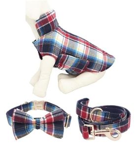soft plaid Dog collar bow tie matching lead for 5size to choose wedding dog gifts your pet Y2005159702335