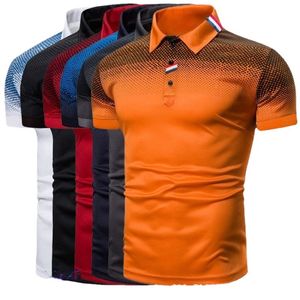 Mäns korta ärm 2023 mode mäns polo skjorta lapel polka dot print polo t-shirt