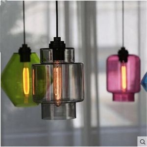 Pendellampor nordisk personlighet kreativ målat glas lampskärm klädbutik bar lampa el klädkruka liten ljuskrona