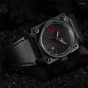 Нарученные часы Oulm Fashion's Men's Watches Square Dial Настоящий кожаный ремешок часы мужские часы водонепроницаемые военные наручные часы