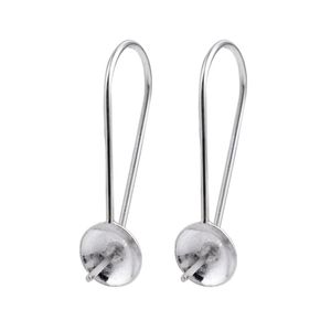 Sieradeninstellingen Eenvoudige dop met pin oorwires 925 Sterling zilveren oortraadhaken parelbevestigingen 5 paar 285Z