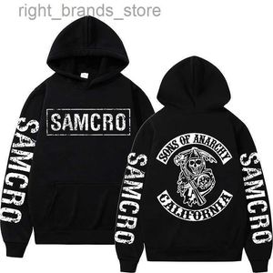 Men's Hoodies Sweatshirts Sons of Anarchy SAMCRO Double Sided Printed Hoodie Streetwear Spring Autumn Men Womnen Fashion Rock Punk Hoodi 0220V23