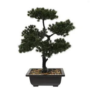 Fiori decorativi Bonsai Albero Artificiale Finto Pino in vaso Decorazione Ornamento Simulazione Desktop per interni Finto verde giapponese Decor Zen