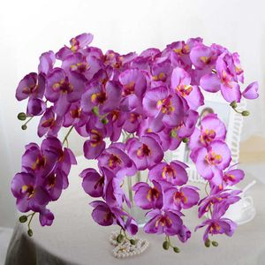 Decorative Flowers Wreaths 8 Heads Artificial Butterfly Orchid Fake Phalaenopsis Bouquet Real Touch Flowers Wedding Home Decoration T230217