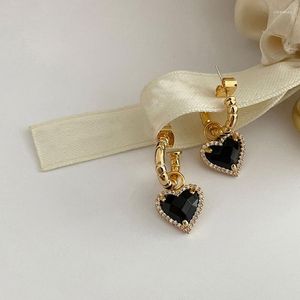 Stud Earrings Korean Vintage Black Love Heart For Women Girl Elegant Metal 2023 Exquisite Earring Fashion Jewelry