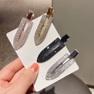 No Bend Seamless Ribbon Hair Clips Rhinestone Side Bangs Barrette Makeup Washing Face Accessories Women Girls Styling Hairpins 1679