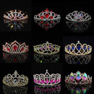 Tiaras 2021 New Colorful Crystal Crown Wedding Bridal Women's Hair Accessories For Girls Birthday Fashion Headdress Bride Tiara Clip Z0220