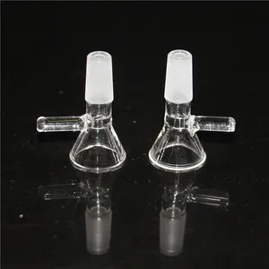 hookahs 14mm 18mm Male Joint With Handle Glass Tobacco Bowl Herb Dry Bowl Slide For Glass Bong And Pipes Bongs Funnel Rig Smoking Tools Accessories