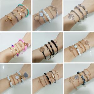 Strand Wholesale 10Sets/Lot Bohemian Bracelet Set For Women Shell Heart Moon Beaded Bangle Boho Hand Jewelry Accessories Party Gifts