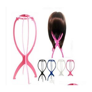 Wig Stand Stands Folding Stable Plastic Hat Cap Display Durable Tool Hair Accessories Black Pink Colour Drop Delivery Products Dhmlv