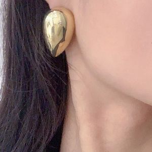 French Exaggerated Water Drop Stud Glossy Metal Earrings Female Niche Senior 925 Silver Needle Unique Temperament Jewelry Accessores