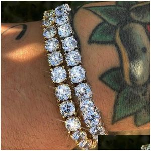 Cuff 2021 Cubic Zirconia Tennis Bracelet For Women Men Gold Color Iced Out Crystal Charm Bangle Male Bijoux Jewelry Drop Delivery Bra Dh9Sq