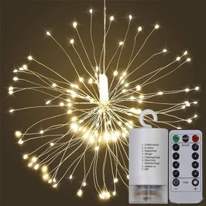LEDS Firework String Lights Fairy Lights 8 Modes Copper Silver Lamp Remote Control String Light Party Festival Decoration258e