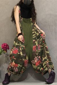 Kvinnors jumpsuits rompers kvinnlig vår och sommar plus size Army Green Camouflage Stor utgåva Thin Printing Fashion Loose Jumpsuitwomen