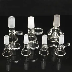 hookahs Glass Funnel Bowl Adapter Bowls Herb Dry Oil Burner With Handle 14mm 18mm For Smoking Tools Accessories Water Bongs