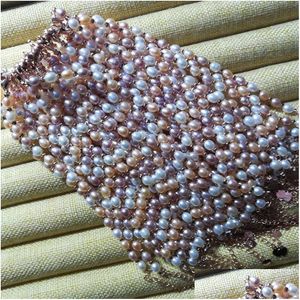 Pärlstav grossist mode naturligt sötvatten pärla hirs pärla armband 46 mm söt och elegant hand prydd kvinna droppe deliv djejy