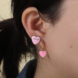 Серьги обруча 3PCS/SET FADAY LOVE Сердце капает нефть для женщин модный корейский геометрический круглый эмале