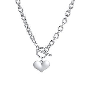 Pendant Necklaces Charm Heart Necklace Stainless Steel Cable Chain Link With Toggle Clasp Women Love