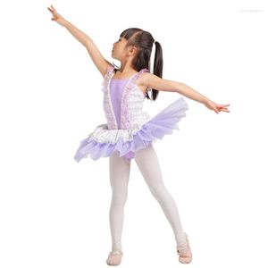 Stage desgaste lilás lilás Ballet tutu com spandex collant garotas bailarina performance trajes infantis festas/solo/vestido de aniversário