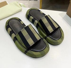 Designer retro canvas slippers summer sandals plaid stripe fashion 2023 letters diamond slide luxury ladies flip flat bottom rubber sandals brand sandals 35-45
