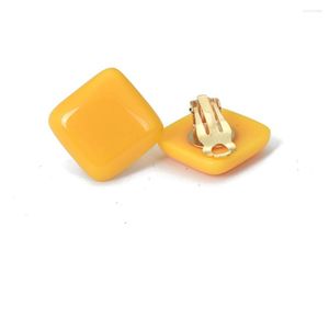 Backs Earrings Non Pierced Earcuffs For Women Yellow Red Square Resin Ear Clip Geometric Jewelry Boucle Oreille Femme