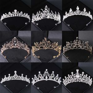 Tiaras barock kristallkrona tiara vintage strass kvinnor kronor och tiaras diadems pannband brud bröllop hår tillbehör smycken z0220