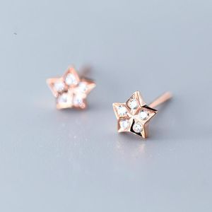 Stud Küpe Gerçek 925 Sterling Gümüş Yıldızlar Exquisit Moda Kadın Mücevherleri için Basit Brincos