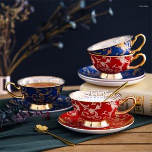 Cups Saucers Ceramic Coffee Set Bone China Milk Tea Mugs Dual & Spoon Kitchen Drinkware Birthday Presents Wedding Gifts Box