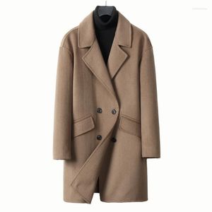 Men's Wool & Blends Formal 2023 Double-breasted Khaki Clothing Men Spring Autumn Suit Collar Top Quality Woollen Outerwear Nadi22