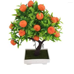 Dekorativa blommor 1pc konstgjort orange träd bonsai krukväxter växt fruktträd landskap fest hem trädgård dekor för vardagsrum dekoration