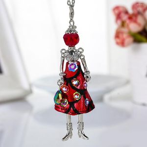 Naszyjniki wiszące mody biżuterii kryształowy oświadczenie kwiatowe lalki naszyjnik ręcznie robiony francuska stopowa dziewczyna prezent dla kobiet