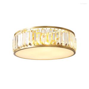 Ceiling Lights Dressing Room Rural Antique Copper LED Lamp Crystal Lighting Round Luxury Living Dining Lampara Techo