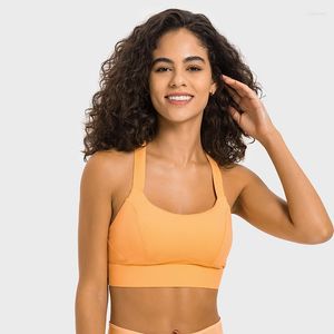 Yoga Outfit ABS LOLI Women High Impact Sports Bras 3D Molded Cup Cross Back Fitness Running Bra Full Coverage Gym Crop Top