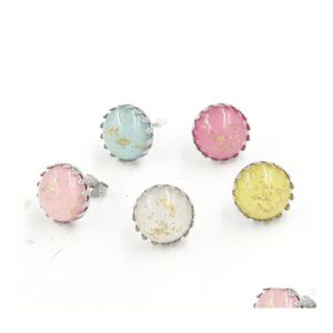 Stud moda 12mm paslanmaz çelik druzy drusy reçine opal taç küpeler kadınlar için el yapımı mücevher damla teslimatı dh3mi