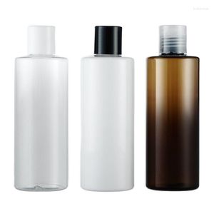 Storage Bottles 250ML X 25 Empty Plastic Shampoo Flat Shoulder Bottle With Disc Top Lid Essential Oils Cosmetic Packaging Shower Gel