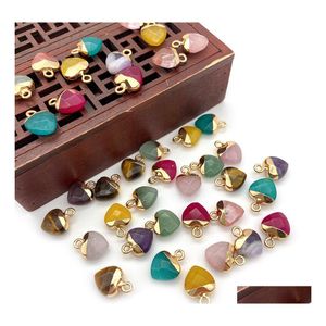 Charms 10x14mm Gold Edge Natural Crystal Heart Stone Rose Quarz Anh￤nger Trendy f￼r Schmuck Making Jiaminstore Drop Lieferung Findin Dhnw2