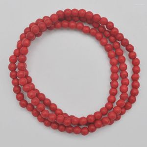 Strand 4 mm Red Howlit Kamienne okrągłe koraliki Naszyjnik Bransoletka 22 -calowa biżuteria na prezent G744