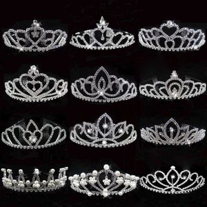 Tiaras Luxury Fashion Tiara Crown Princess Wedding Party Bridal Hair Jewelry Silver Color Girl Heart Crystal Pearl Prom Headband Z0220