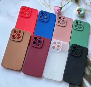 For Apple 13 phone Case Soft Shell tpu Anti-fall liquid silicone Protective case Apple 12Pro Angel Eyes iphone14 lens All-Pack Straight edge fashion simple solid color