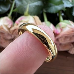 Eheringe 4mm Großhandel Wolframcarbid Schmuck Frauen Ringband für Männer Mädchen Gold Hochglanzpoliert Glänzend Comfort Fit