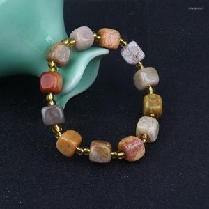 Strand 9-10mm Natural Multicolor Color Coral Jades Stone Oregelbunden form National Style Elastic Handmade Armband Smycken SK238