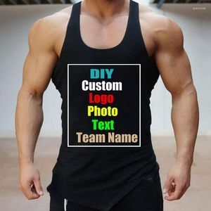 Canotte da uomo Immagine personalizzata LOGO Canottiera da bodybuilding da uomo Deep-Dig Tinta unita Canottiera estiva da uomo