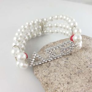 Frend Elastic Greek Sorority Gift Mulheres Jóias Três fios Símbolo de pulseira de pérolas