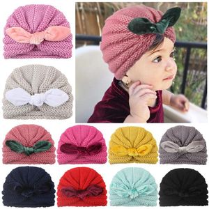 Hattar tjej bomull baby hatt höst vinter pojke mössa båge elastisk turban söt fix