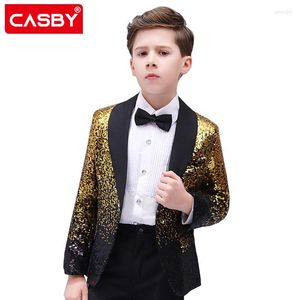 Ternos Masculinos Casby Infantil Moda Bonita Mudança Gradual Lantejoulas Vestido para Meninos Show de Palco Piano Performance Suit Top